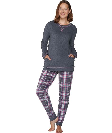 Women's Brushed Sweater-knit Long-sleeve Pajama Set In Animal. . Cuddl duds womens pajamas